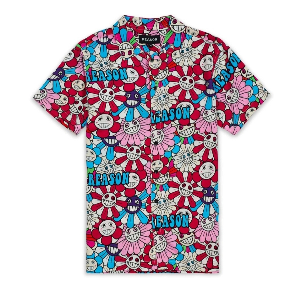 Reason Brand Sunflower All Over Print Button Down Shirt NWT Size XL BZ-3196 - Picture 2 of 5
